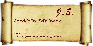 Jordán Sándor névjegykártya